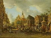 unknow artist The Groenmarkt as seen towards the Westeinde oil painting reproduction